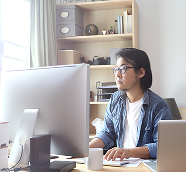 man working on a computer