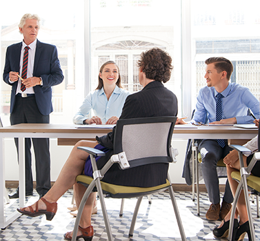 team working at a table