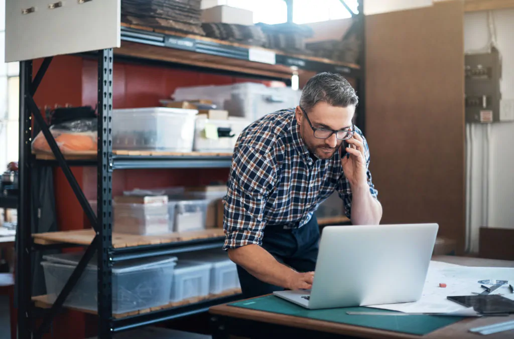 Business man working on a laptop